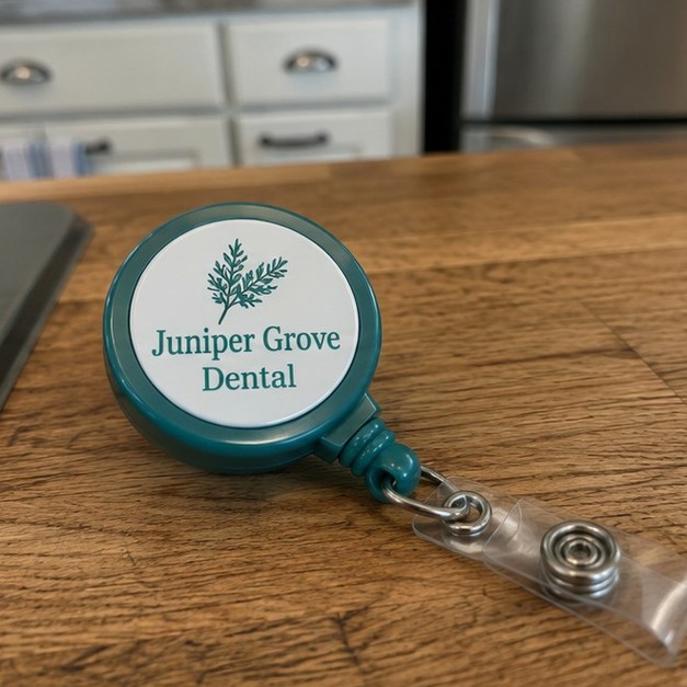 Custom badge reels — customer photo