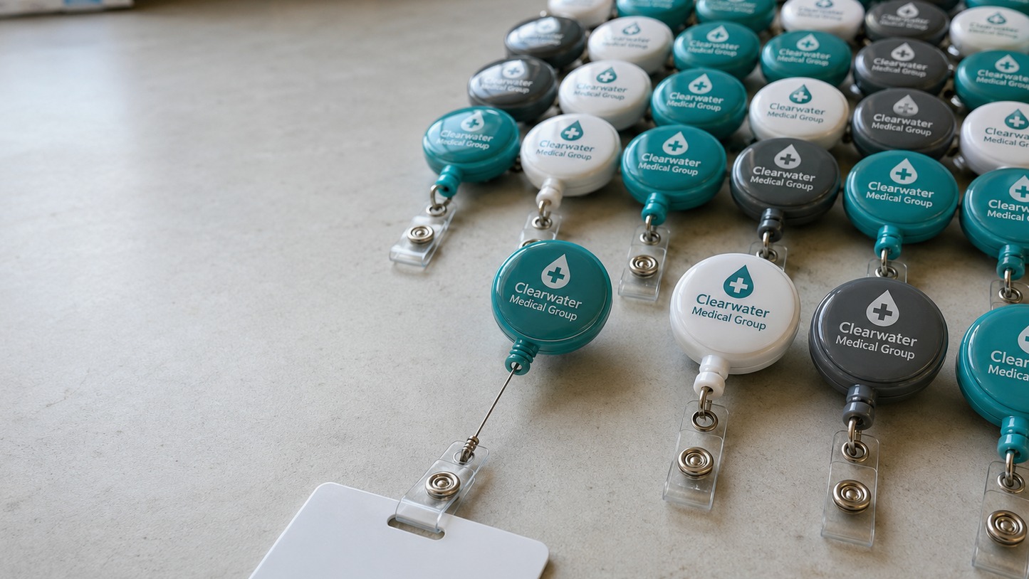 Custom printed badge reels with logo
