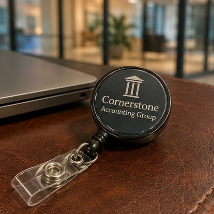 Customized badge reels for corporate offices