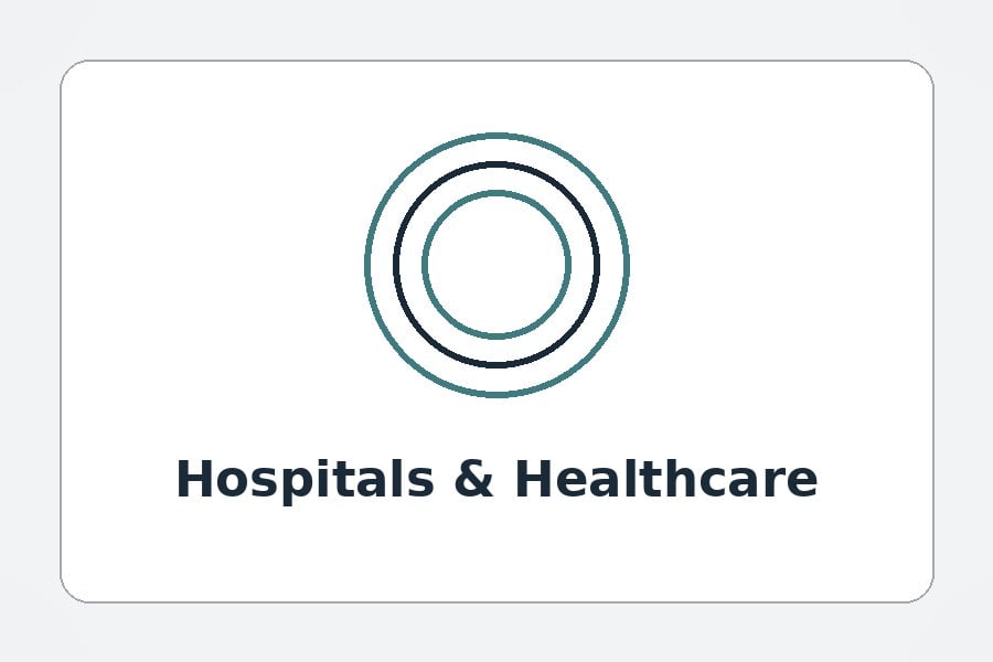 Full-color badge reels on nurse and clinician ID lanyards with an invented health-system brand